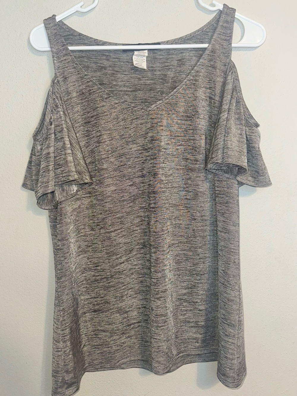 Coco Bianco Gray Cold Shoulder Top